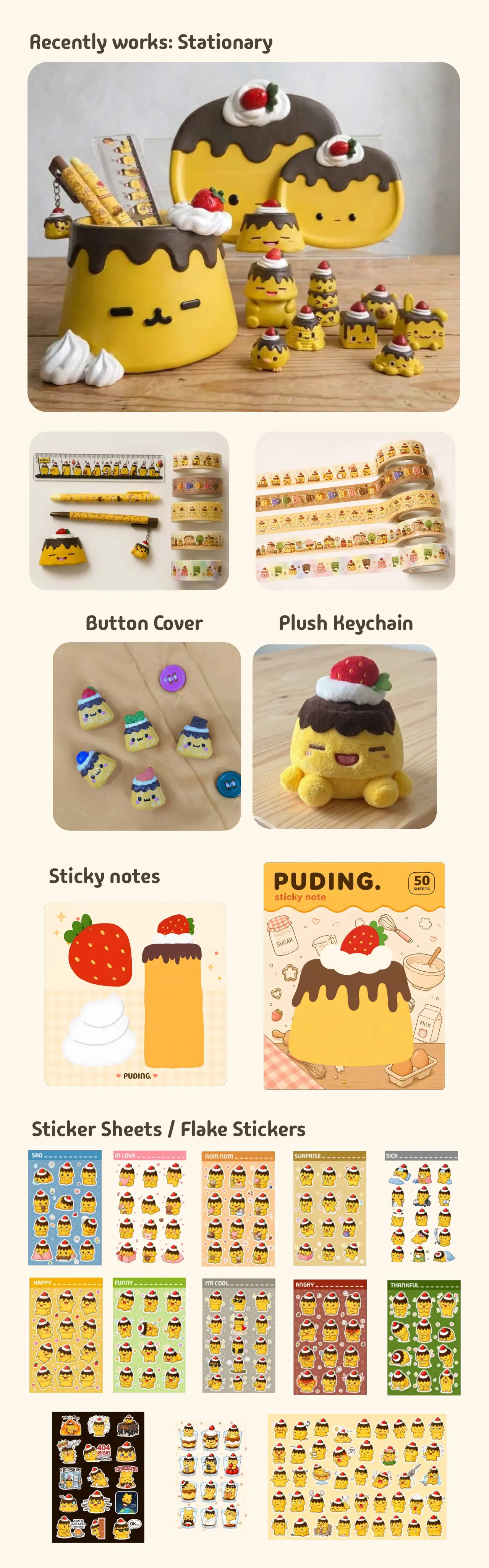PUDING. Original Kawaii Character landing page artwork