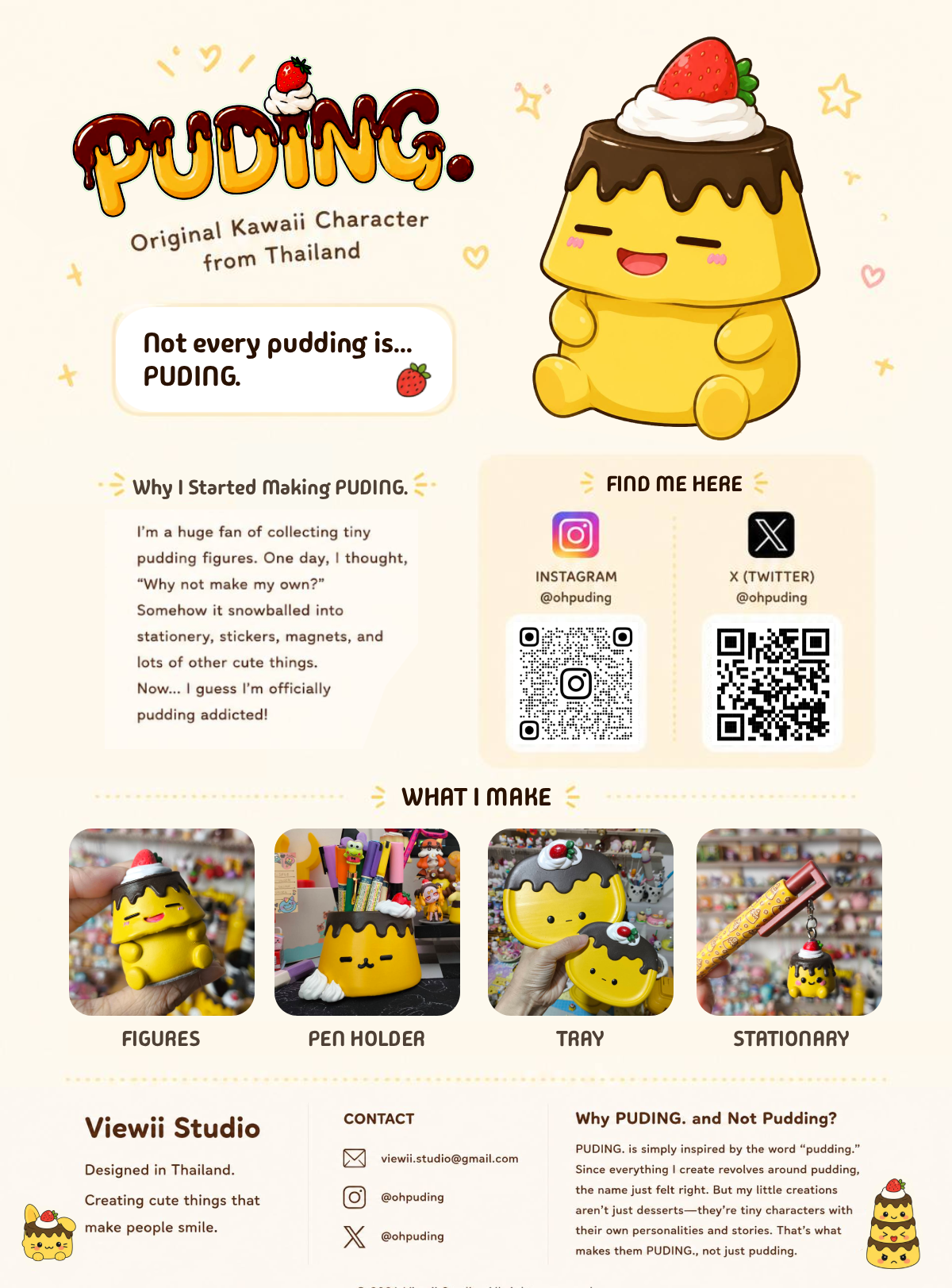 PUDING. Original Kawaii Character landing page artwork